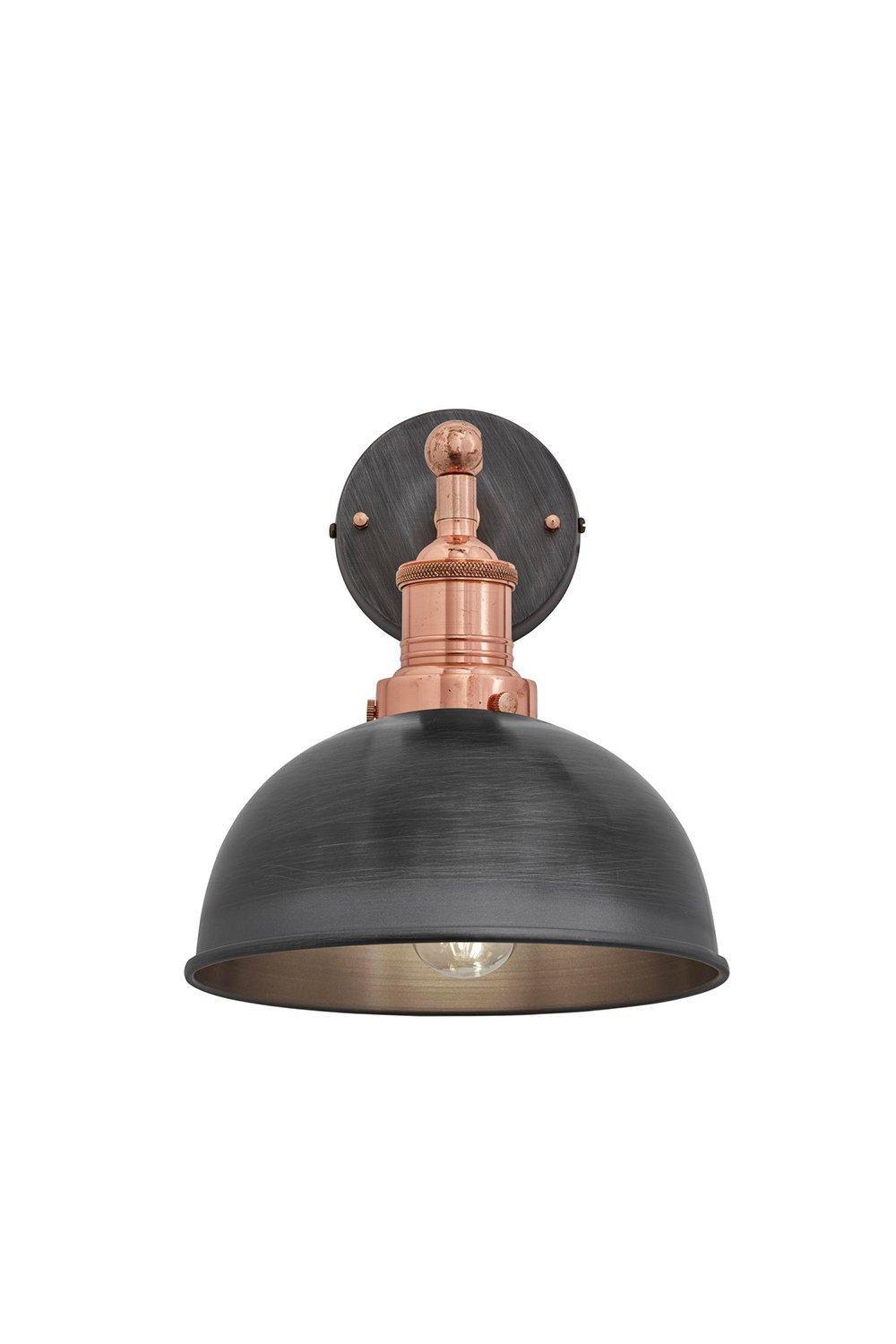 Brooklyn Dome Wall Light, 8 Inch, Pewter, Copper Holder